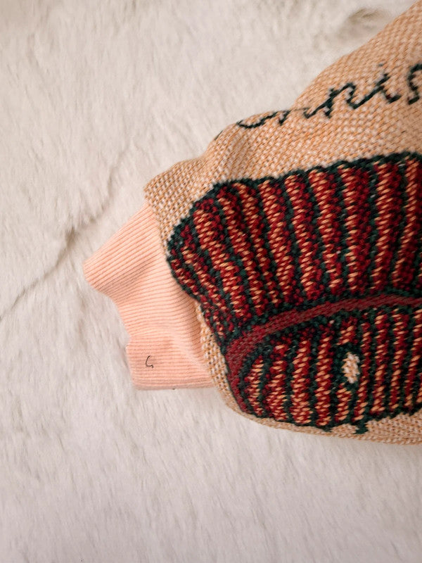 Sweat à capuche en tapisserie ample boxy unisexe unique fait main upcyclé tissé taille M n•1093