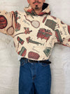 Sweat à capuche en tapisserie ample boxy unisexe unique fait main upcyclé tissé taille M n•1093