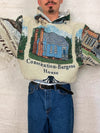 Sweat à capuche en tapisserie ample boxy unisexe unique fait main upcyclé tissé taille XL n•1094