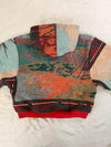 Sweat à capuche en tapisserie ample boxy unisexe unique fait main upcyclé tissé taille XS n•1095