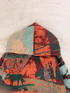 Sweat à capuche en tapisserie ample boxy unisexe unique fait main upcyclé tissé taille XS n•1095