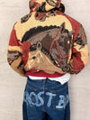 Sweat à capuche en tapisserie ample boxy unisexe unique fait main upcyclé tissé taille S n•1095
