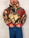 Sweat à capuche en tapisserie ample boxy unisexe unique fait main upcyclé tissé taille S n•1095