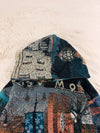 Sweat à capuche en tapisserie ample boxy unisexe unique fait main upcyclé tissé taille XS n•1098