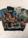 Sweat à capuche en tapisserie ample boxy unisexe unique fait main upcyclé tissé taille XS n•1098