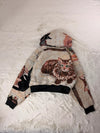 Sweat à capuche en tapisserie ample boxy unisexe unique fait main upcyclé tissé taille XS n•1100