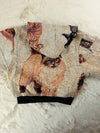 Sweat à capuche en tapisserie ample boxy unisexe unique fait main upcyclé tissé taille XS n•1100