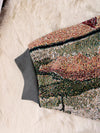 Sweat à capuche en tapisserie ample boxy unisexe unique fait main upcyclé tissé taille XL n•1101
