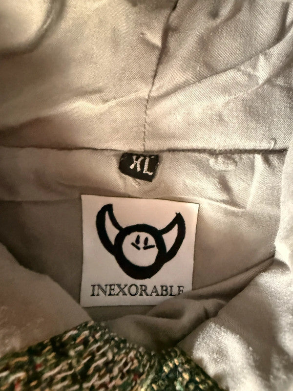 Sweat à capuche en tapisserie ample boxy unisexe unique fait main upcyclé tissé taille XL n•1101