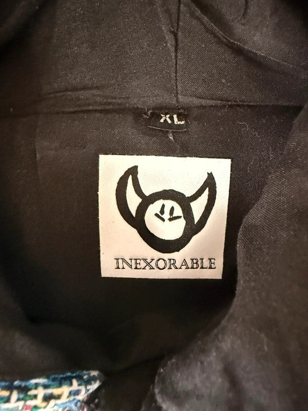 Sweat à capuche en tapisserie ample boxy unisexe unique fait main upcyclé tissé taille XL n•1102