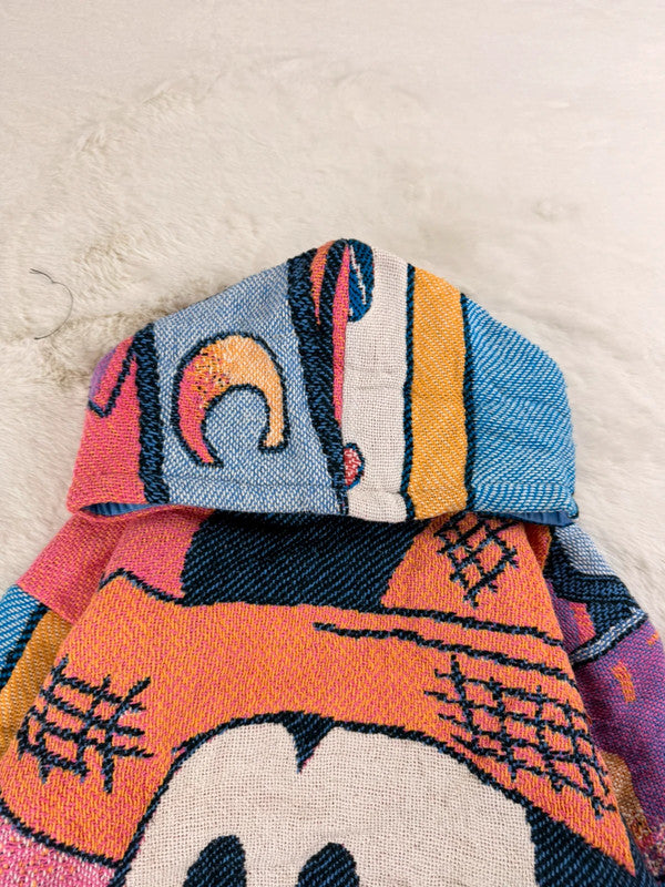 Sweat à capuche en tapisserie ample boxy unisexe unique fait main upcyclé tissé taille S n•1103