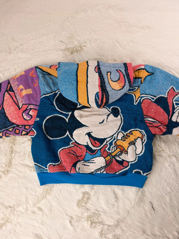 Sweat à capuche en tapisserie ample boxy unisexe unique fait main upcyclé tissé taille S n•1103