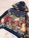 Sweat à capuche en tapisserie ample boxy unisexe unique fait main upcyclé tissé taille XS n•1104