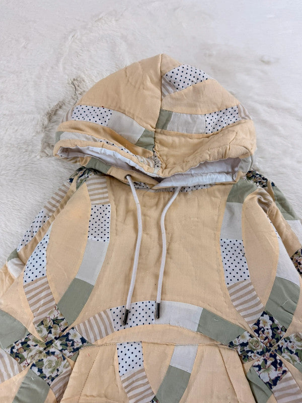 Sweat à capuche en tapisserie ample boxy unisexe unique fait main upcyclé tissé taille M n•1105