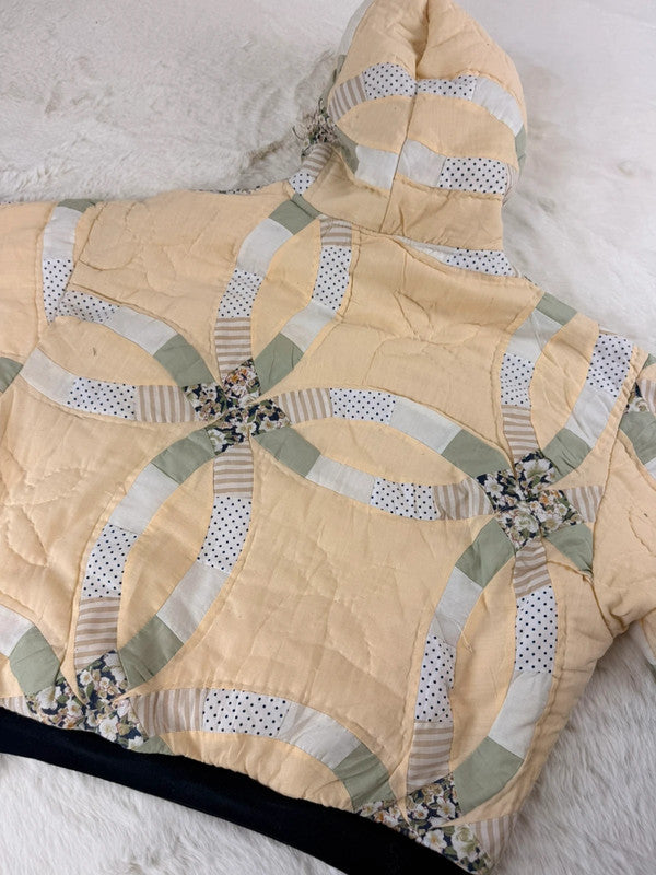 Sweat à capuche en tapisserie ample boxy unisexe unique fait main upcyclé tissé taille M n•1105