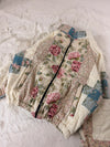 Veste en quilt crop style sportswear design unique vintage fait main upcyclé retravaillé M n•1106