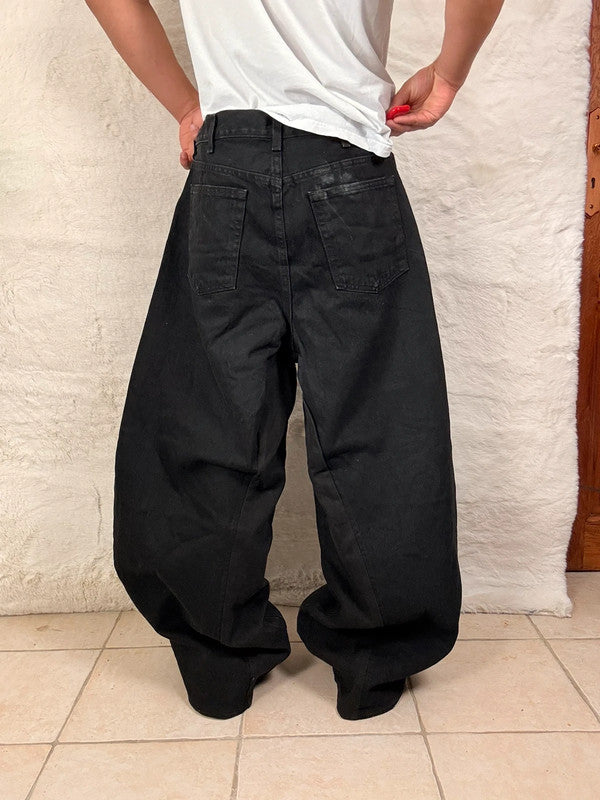 Pantalon baggy jean noir large Japanese balloon streetwear y2k vintage hip-hop taille 38US n•1108
