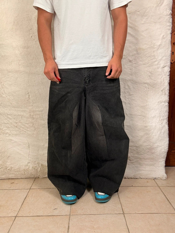 Pantalon baggy jean noir large Japanese balloon streetwear y2k vintage hip-hop taille 32US n•1110