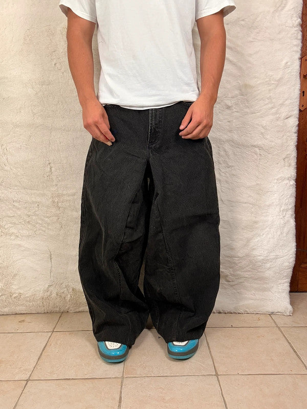 Pantalon baggy jean noir large Japanese balloon streetwear y2k vintage hip-hop taille 31US n•1112