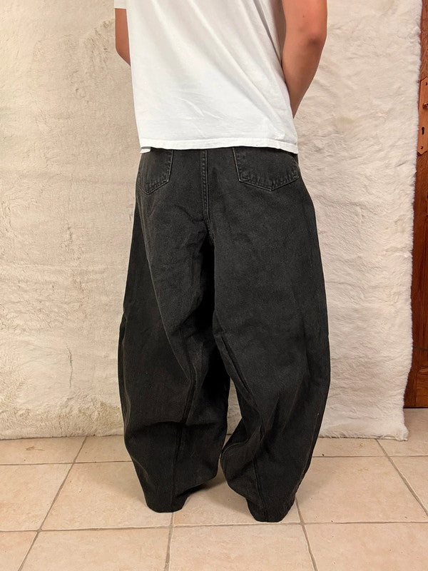 Pantalon baggy jean noir large Japanese balloon streetwear y2k vintage hip-hop taille 31US n•1112