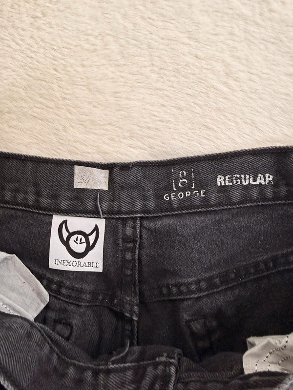 Pantalon baggy jean noir large Japanese balloon streetwear y2k vintage hip-hop taille 34US n•1114