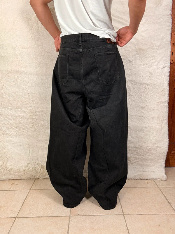 Pantalon baggy jean noir large Japanese balloon streetwear y2k vintage hip-hop taille 34US n•1116