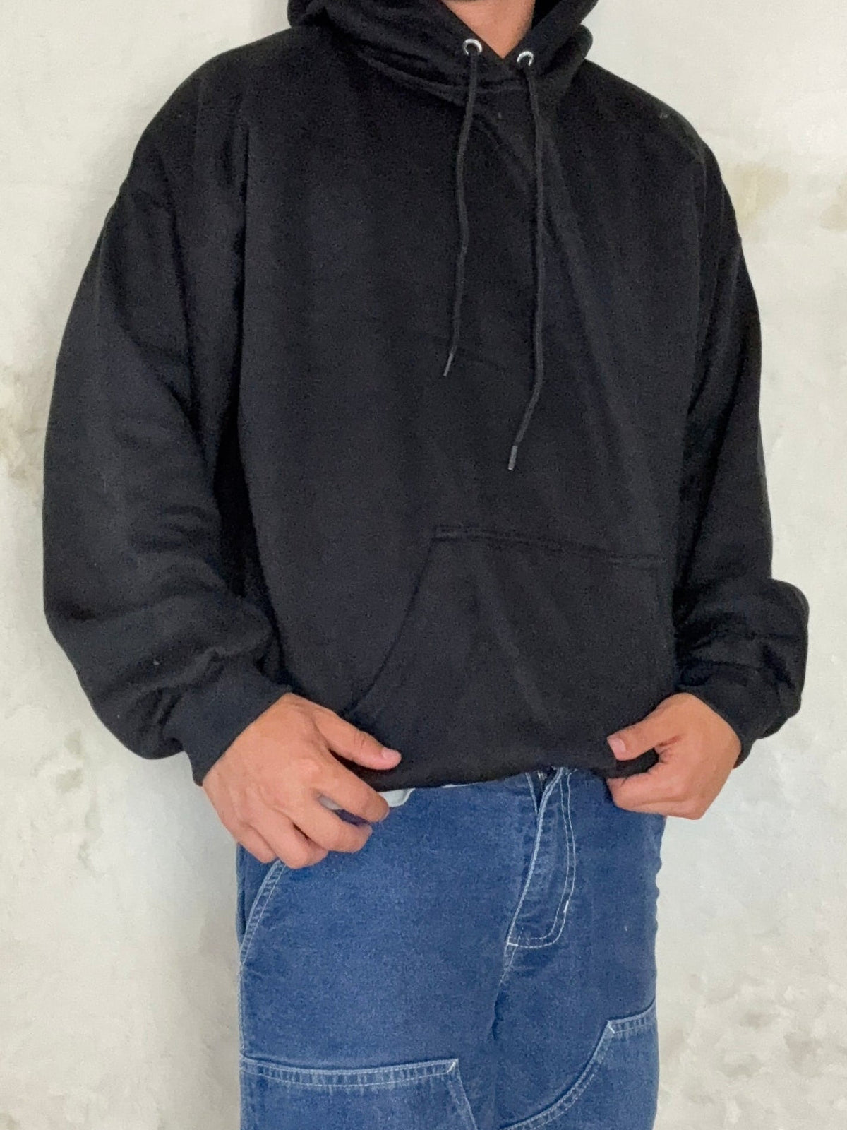 Sweat à capuche oversize ample et boxy, hyper doux, noir profond
