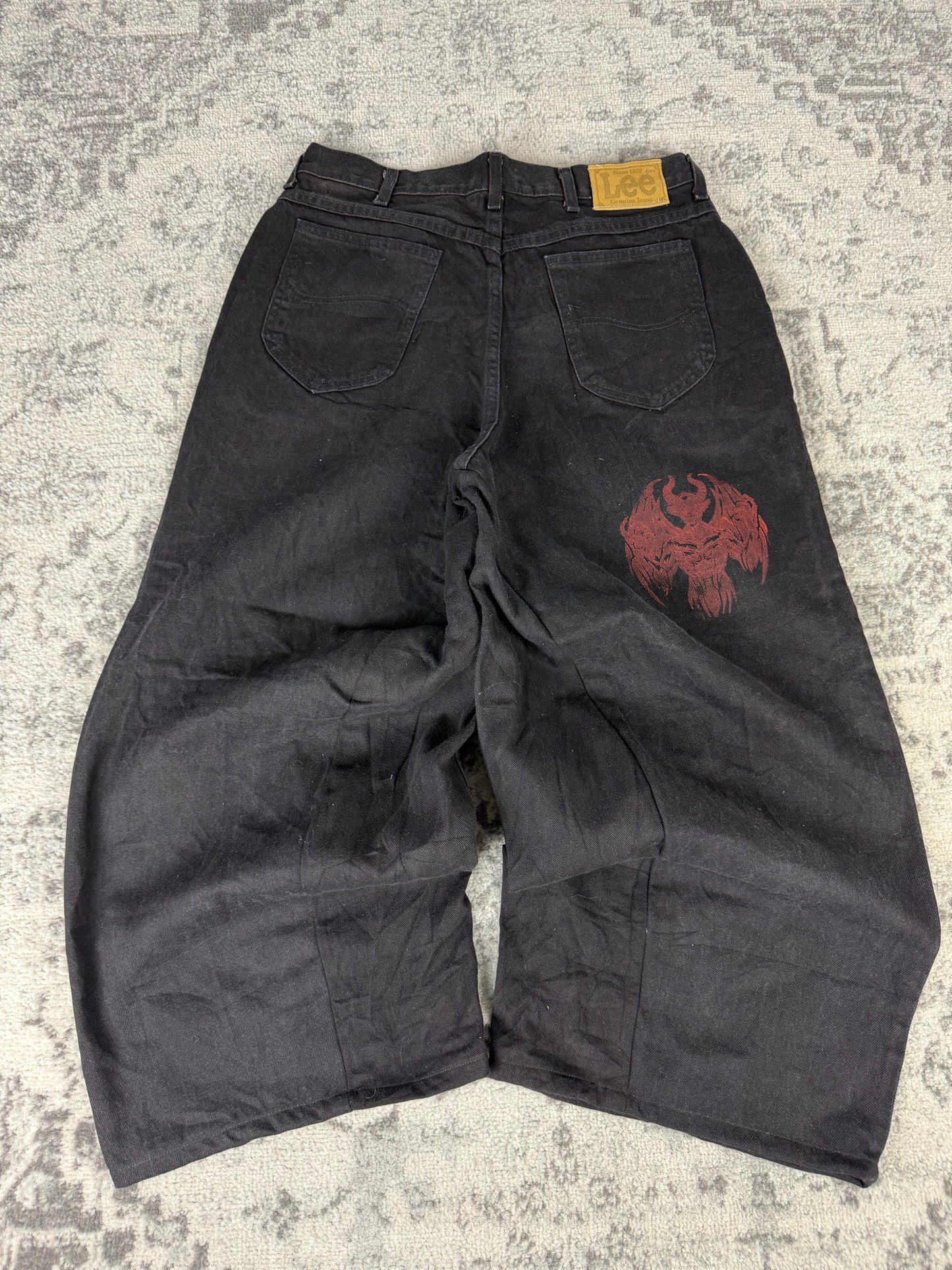 Pantalon baggy en denim upcyclé large style skater streetwear y2k hip-hop 90’s - Pièce unique M n•14