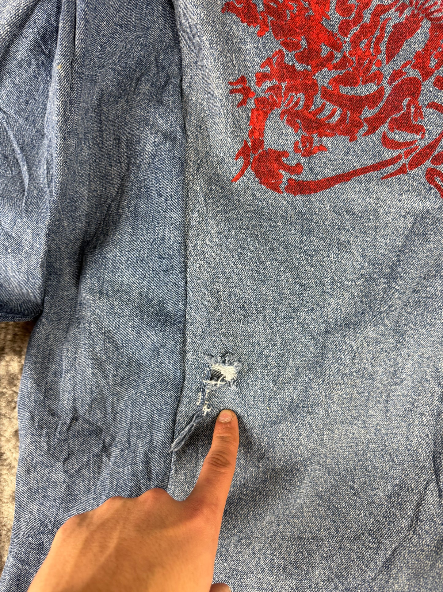 Pantalon baggy en denim upcyclé large style skater streetwear y2k hip-hop 90’s - Pièce unique M n•20