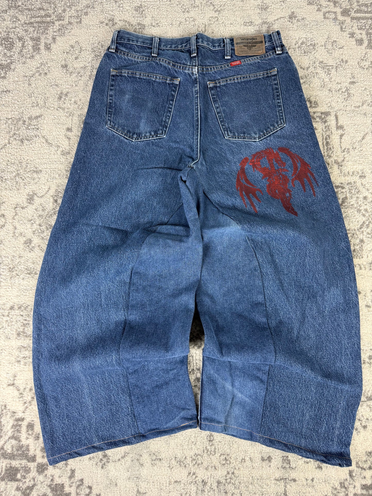 Pantalon baggy en denim upcyclé large style skater streetwear y2k hip-hop 90’s - Pièce unique M n•10