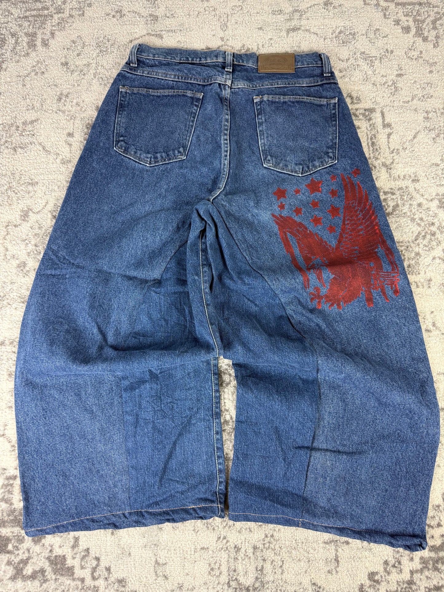 Pantalon baggy en denim upcyclé large style skater streetwear y2k hip-hop 90’s - Pièce unique M n•11