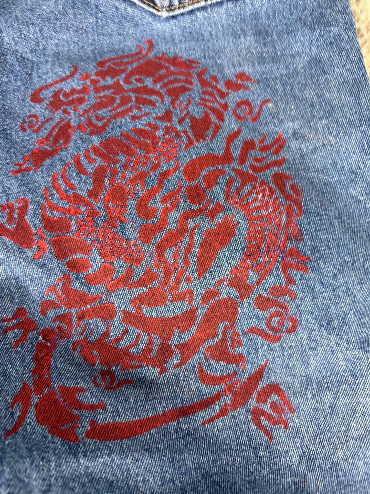 Pantalon baggy en denim upcyclé large style skater streetwear y2k hip-hop 90’s - Pièce unique XL n•1