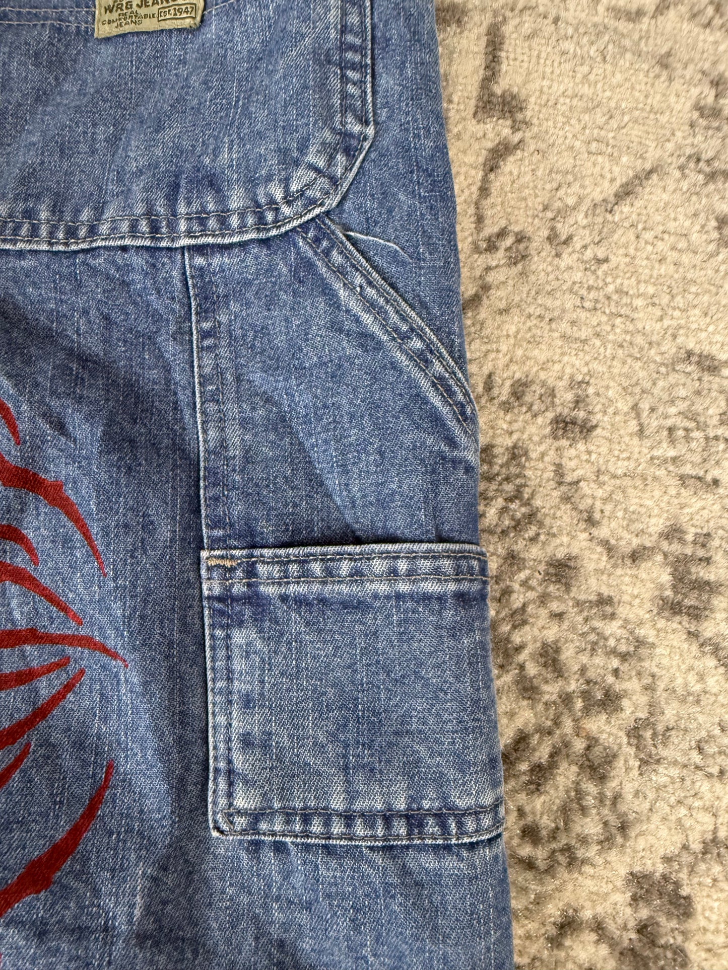 Pantalon baggy en denim upcyclé large style skater streetwear y2k hip-hop 90’s - Pièce unique XXL n•18