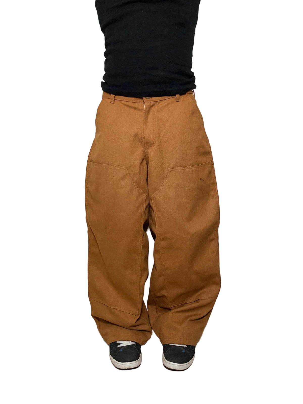 Pantalon Double Knee Baggy épais grande poche, triple couture résistante, couleur beige/camel