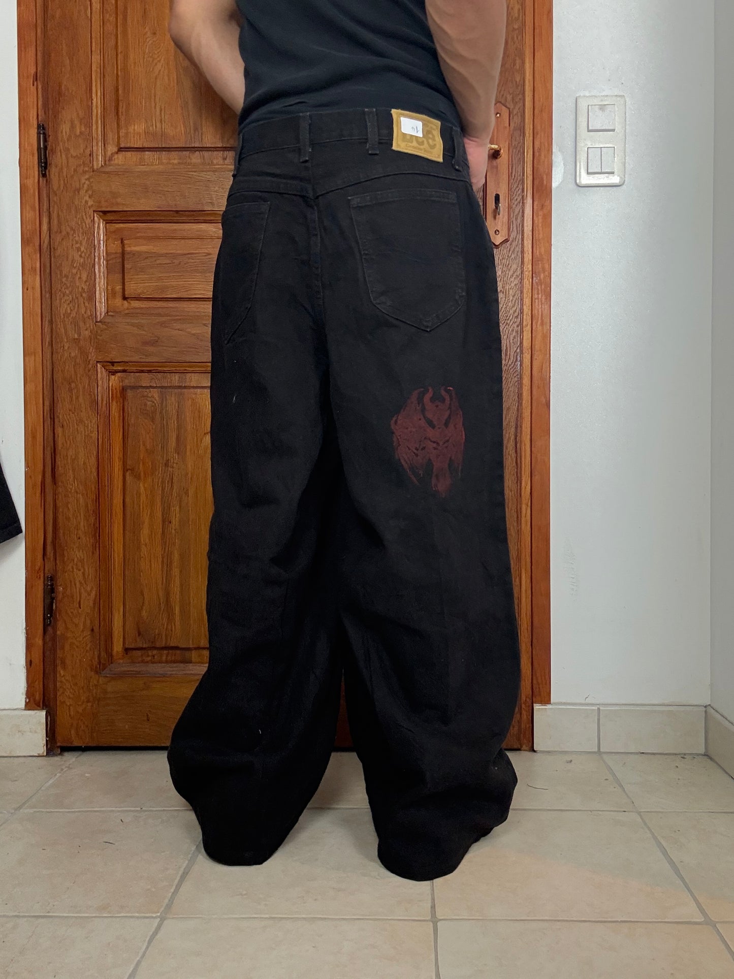 Pantalon baggy en denim upcyclé large style skater streetwear y2k hip-hop 90’s - Pièce unique M n•14