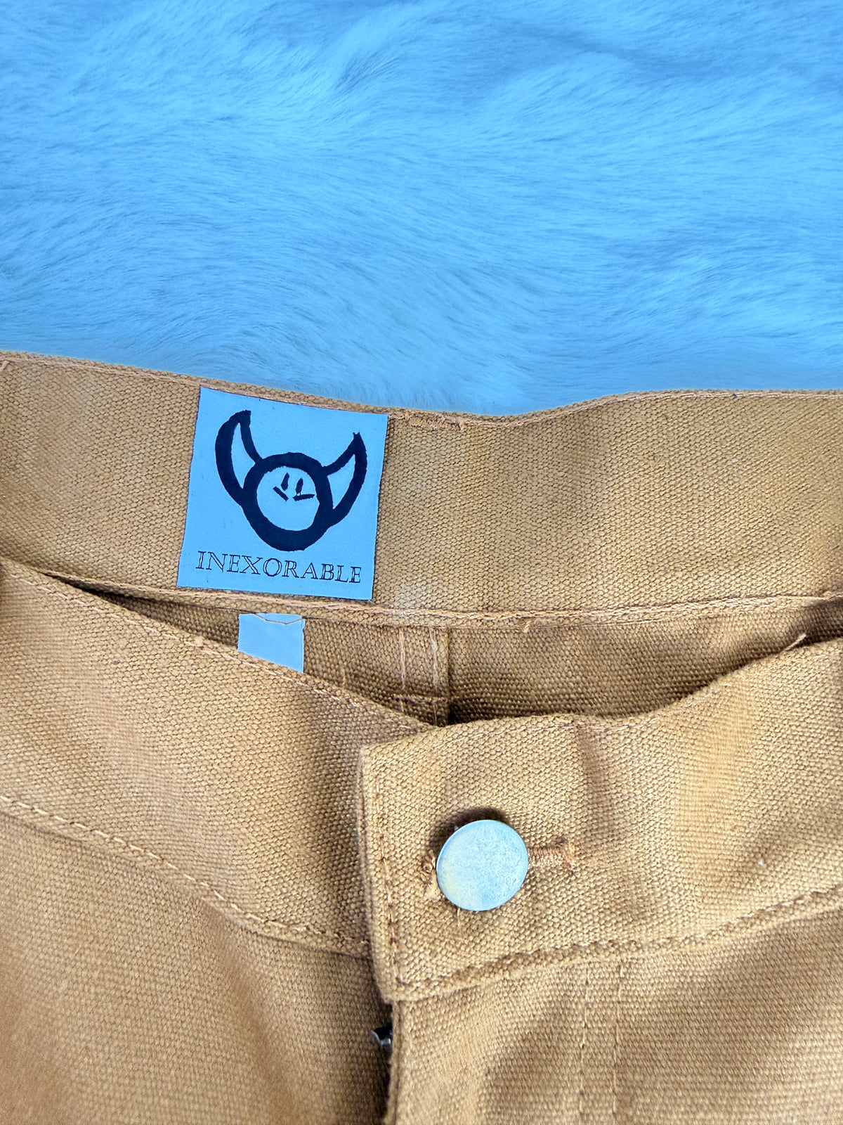 Pantalon Double Knee Baggy épais grande poche, triple couture résistante, couleur beige/camel