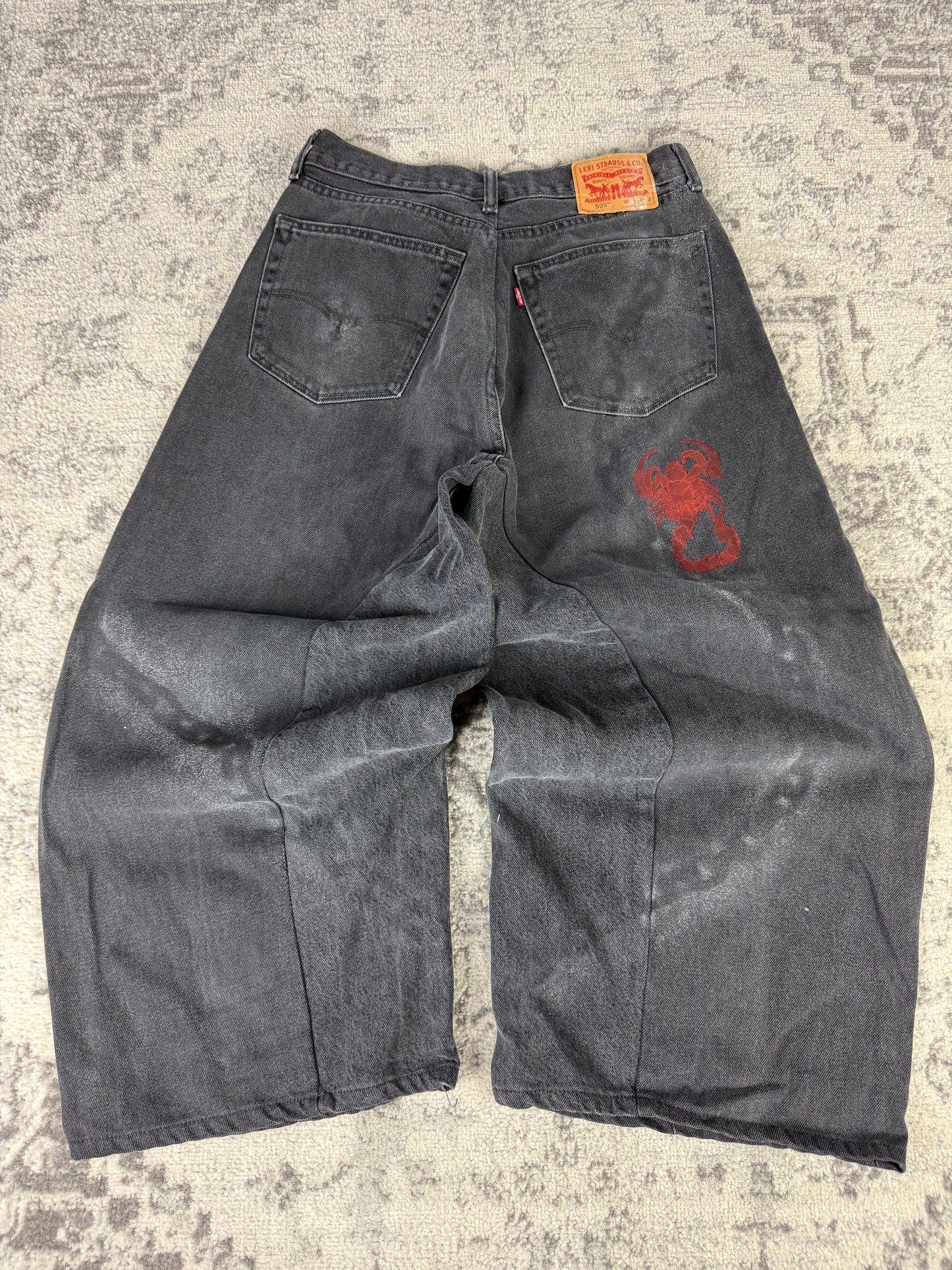 Pantalon baggy en denim upcyclé large style skater streetwear y2k hip-hop 90’s - Pièce unique S n•13