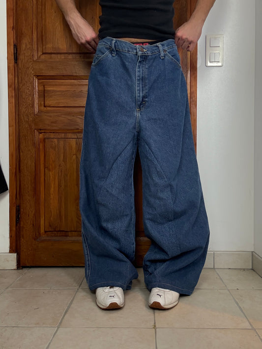 Pantalon baggy en denim upcyclé large style skater streetwear y2k hip-hop 90’s - Pièce unique XXL n•4