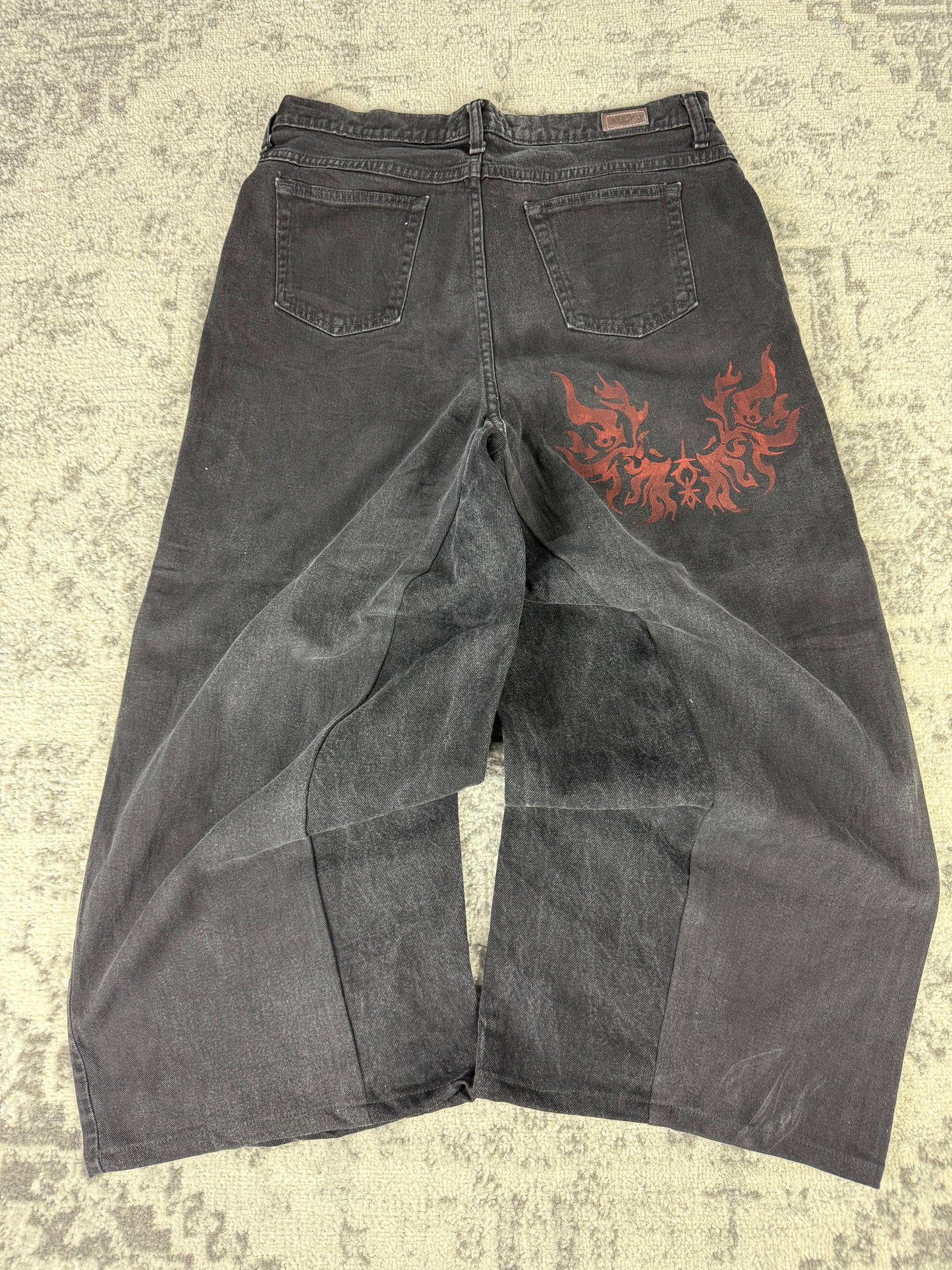 Pantalon baggy en denim upcyclé large style skater streetwear y2k hip-hop 90’s - Pièce unique M n•8