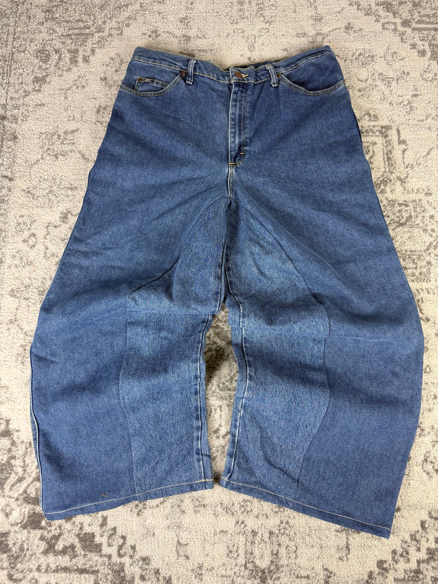 Pantalon baggy en denim upcyclé large style skater streetwear y2k hip-hop 90’s - Pièce unique XXL n•4