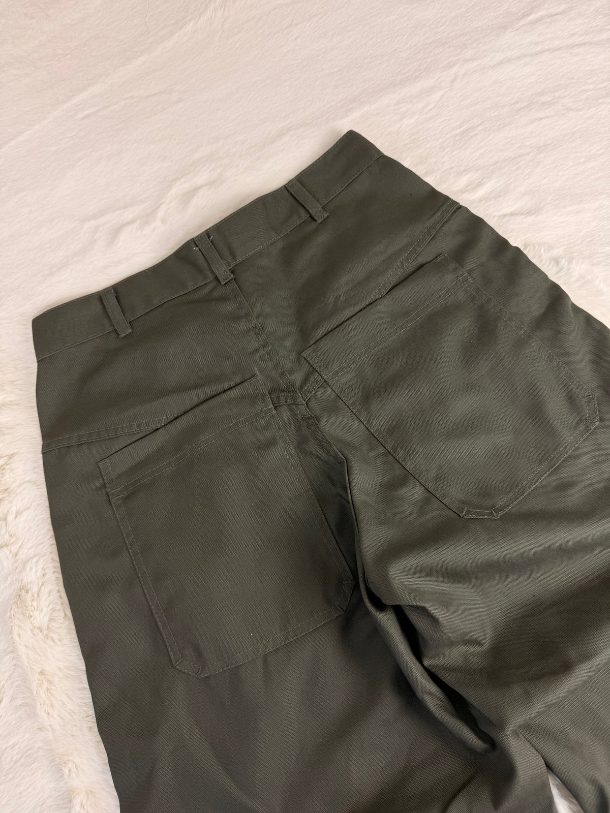 Pantalon Double Knee Baggy épais grande poche, triple couture résistante, couleur vert foncé