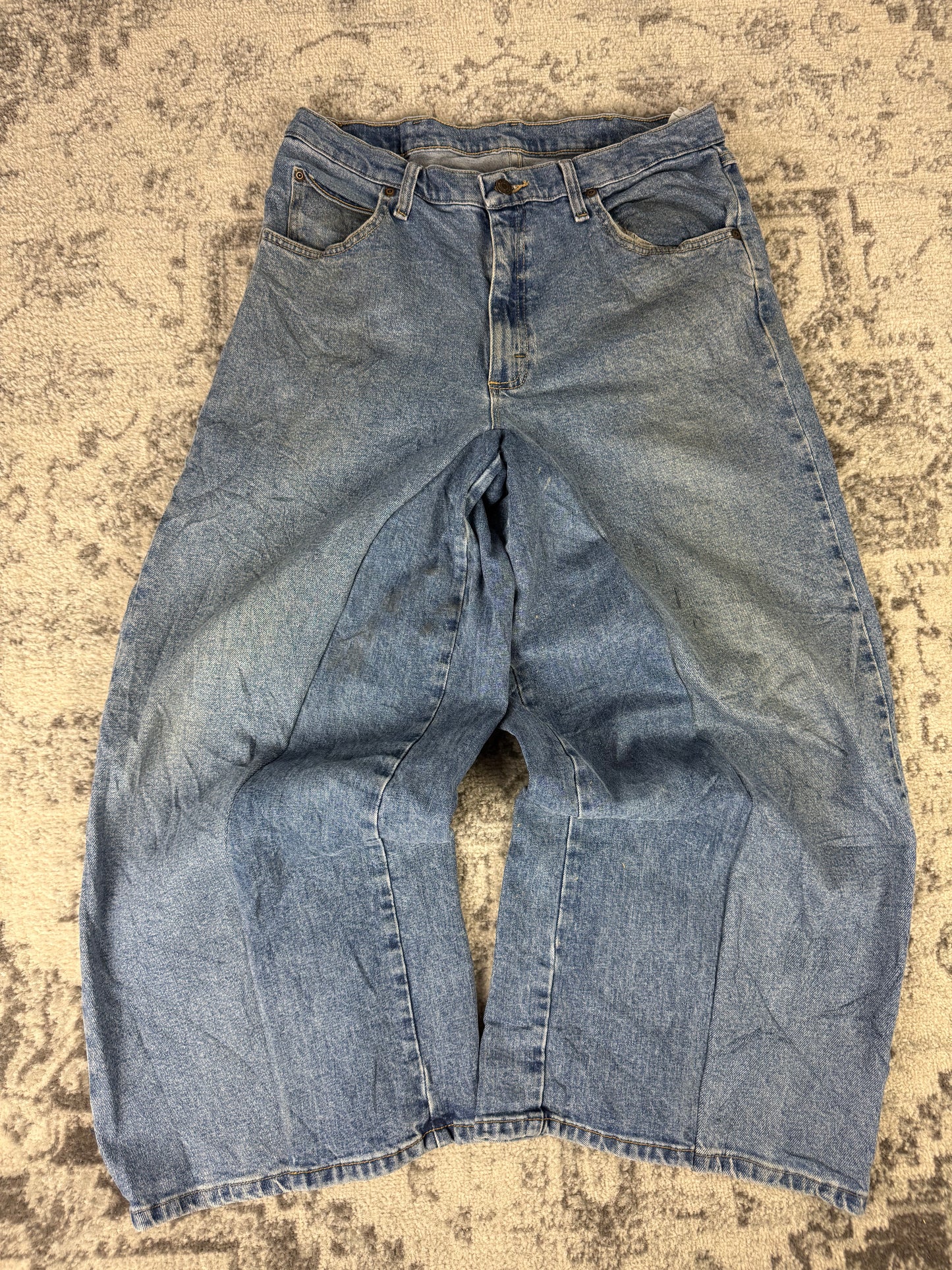 Pantalon baggy en denim upcyclé large style skater streetwear y2k hip-hop 90’s - Pièce unique M n•20