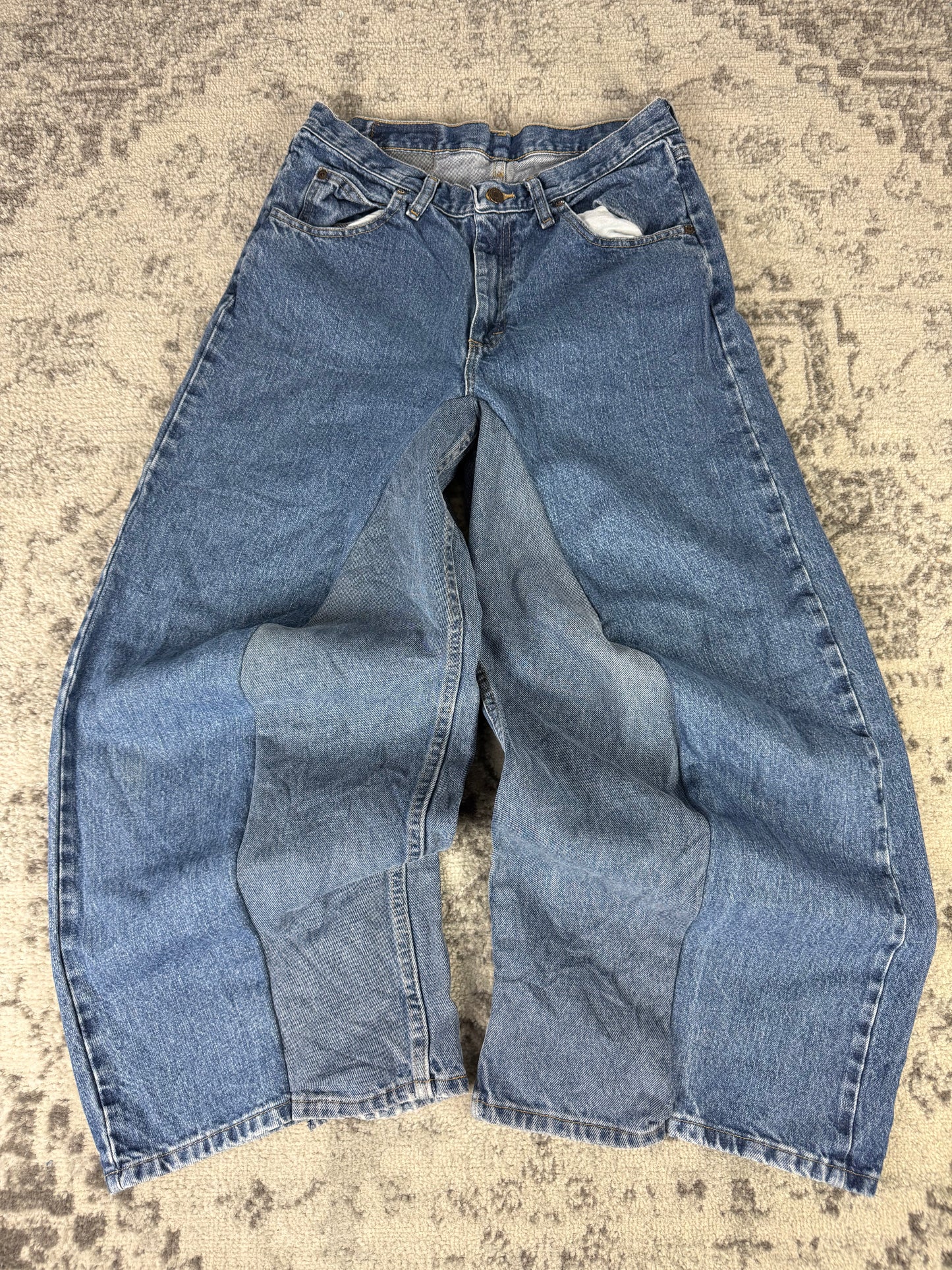 Pantalon baggy en denim upcyclé large style skater streetwear y2k hip-hop 90’s - Pièce unique S n•17