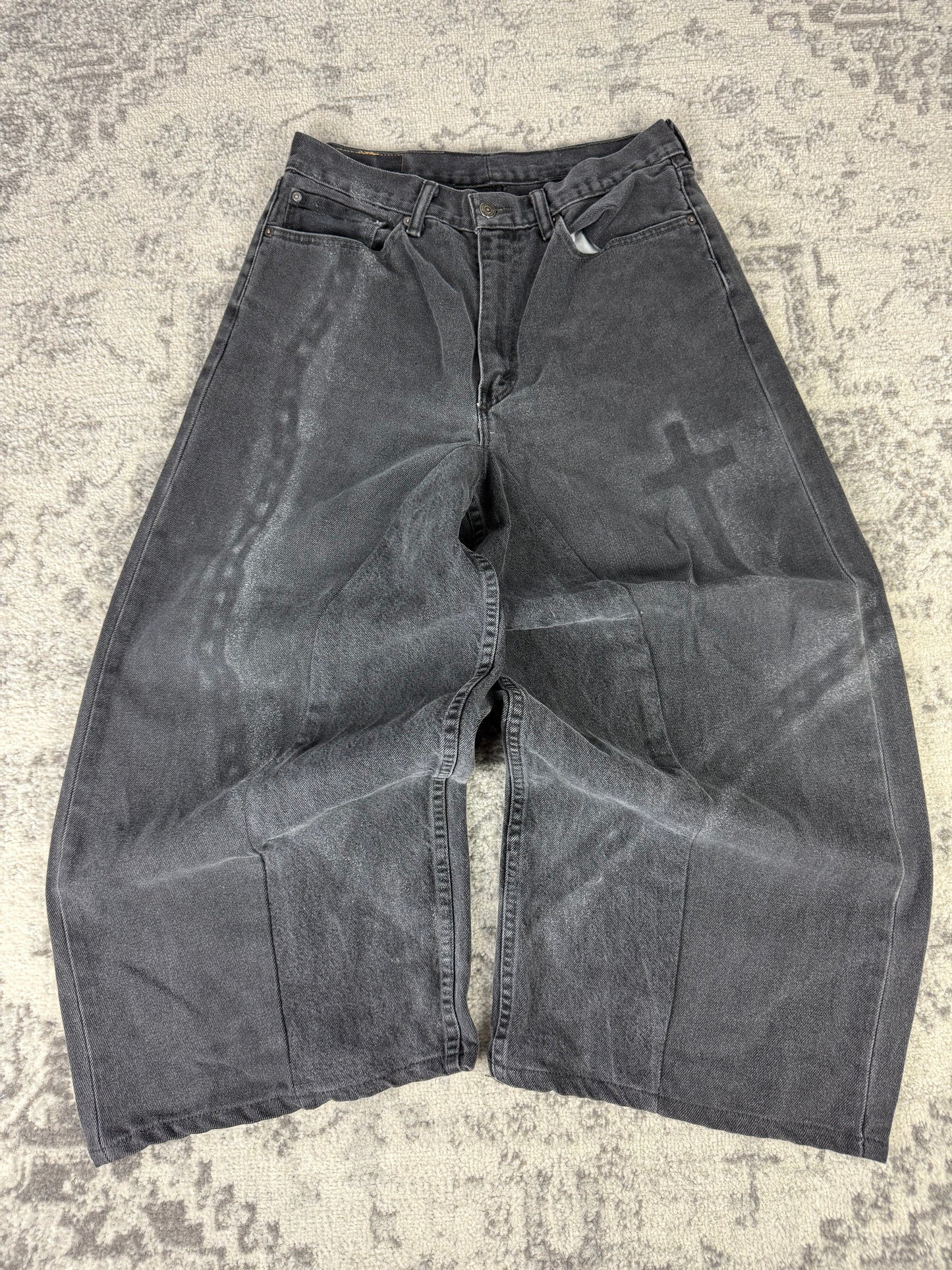 Pantalon baggy en denim upcyclé large style skater streetwear y2k hip-hop 90’s - Pièce unique S n•13