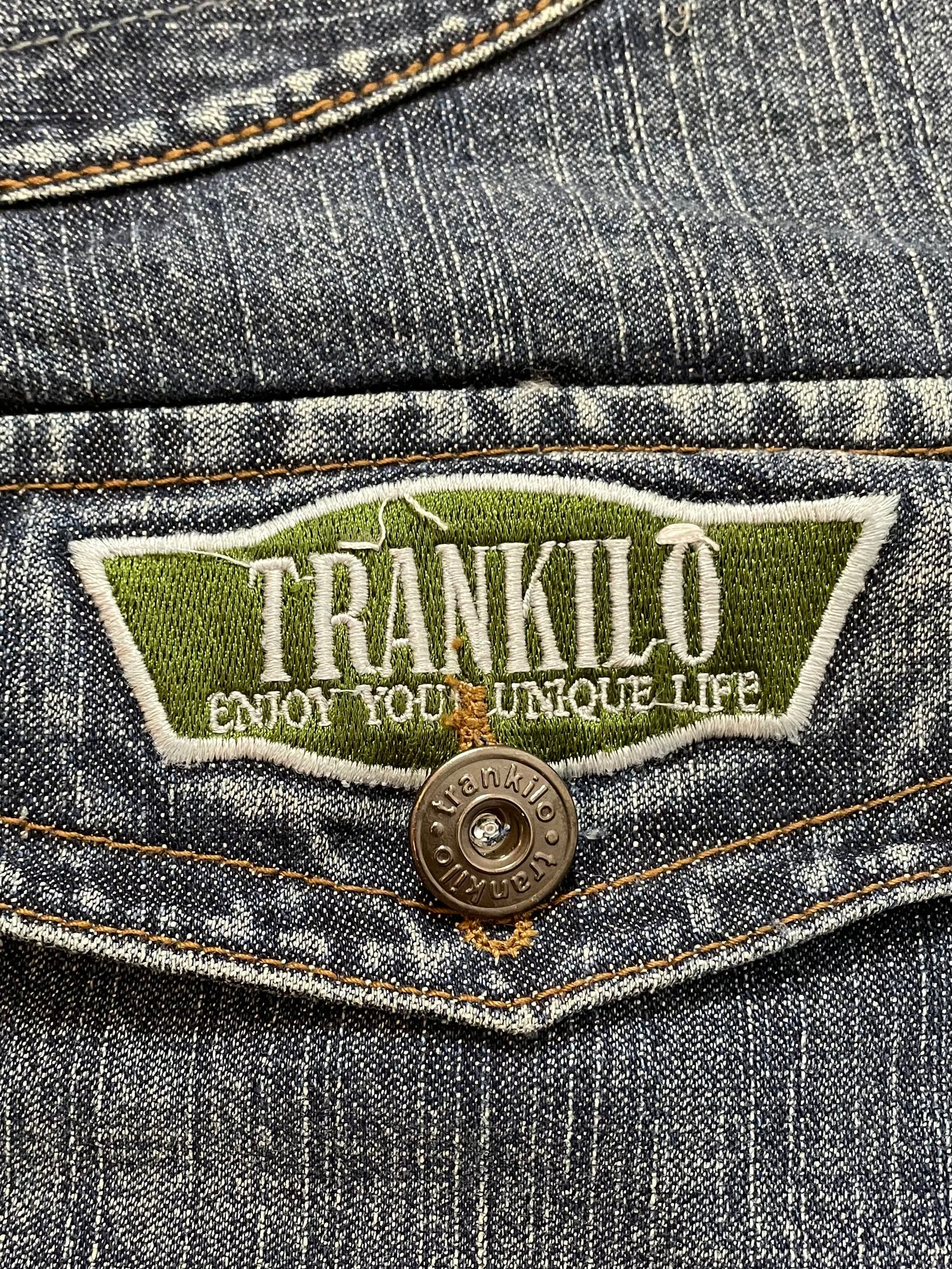 Pantalon en jean coupe skater baggy Trankilo brodé croix 100% coton