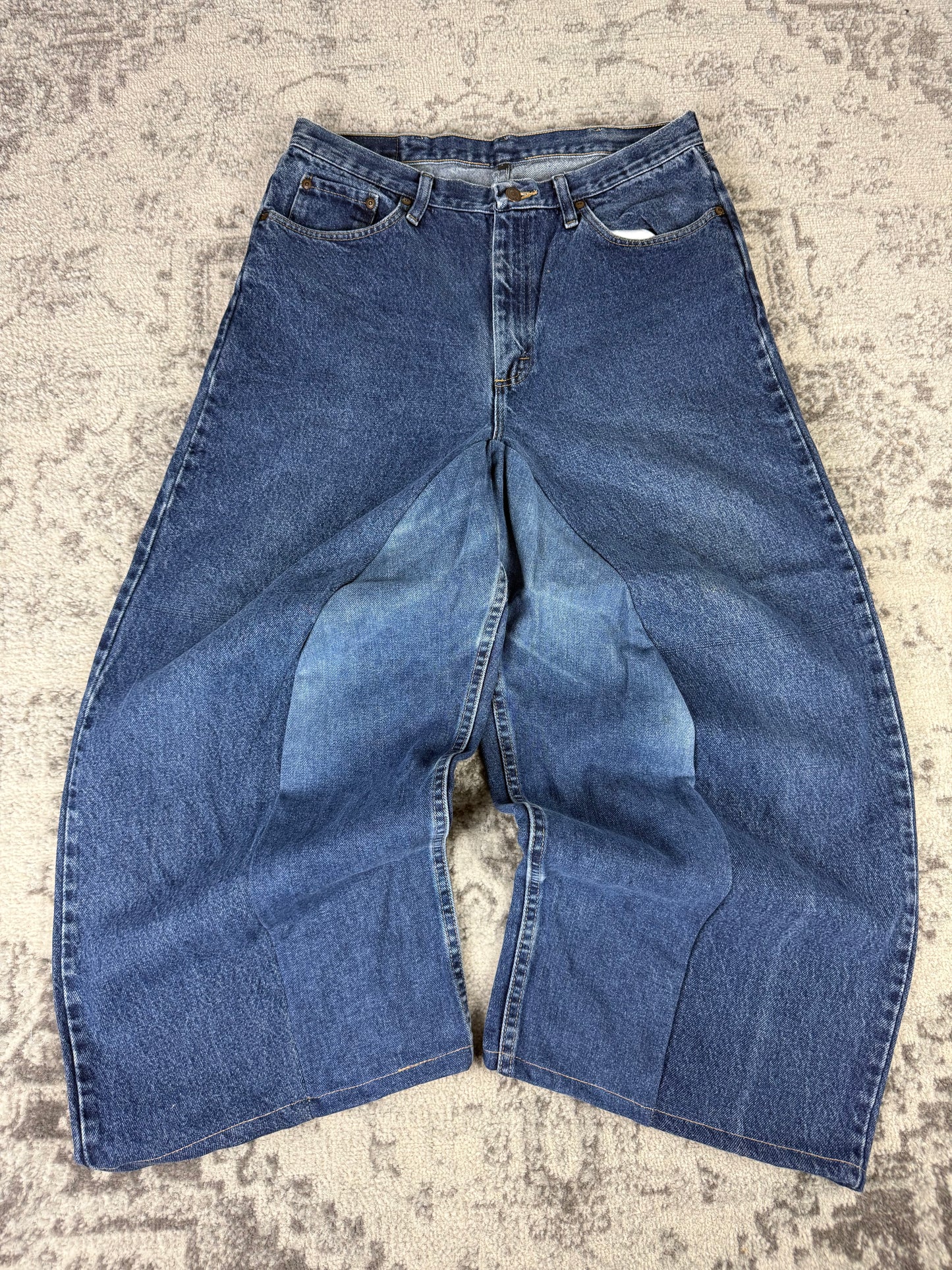Pantalon baggy en denim upcyclé large style skater streetwear y2k hip-hop 90’s - Pièce unique M n•10