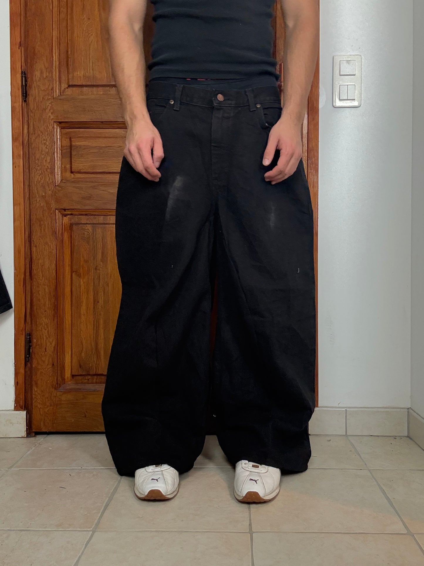 Pantalon baggy en denim upcyclé large style skater streetwear y2k hip-hop 90’s - Pièce unique M n•14