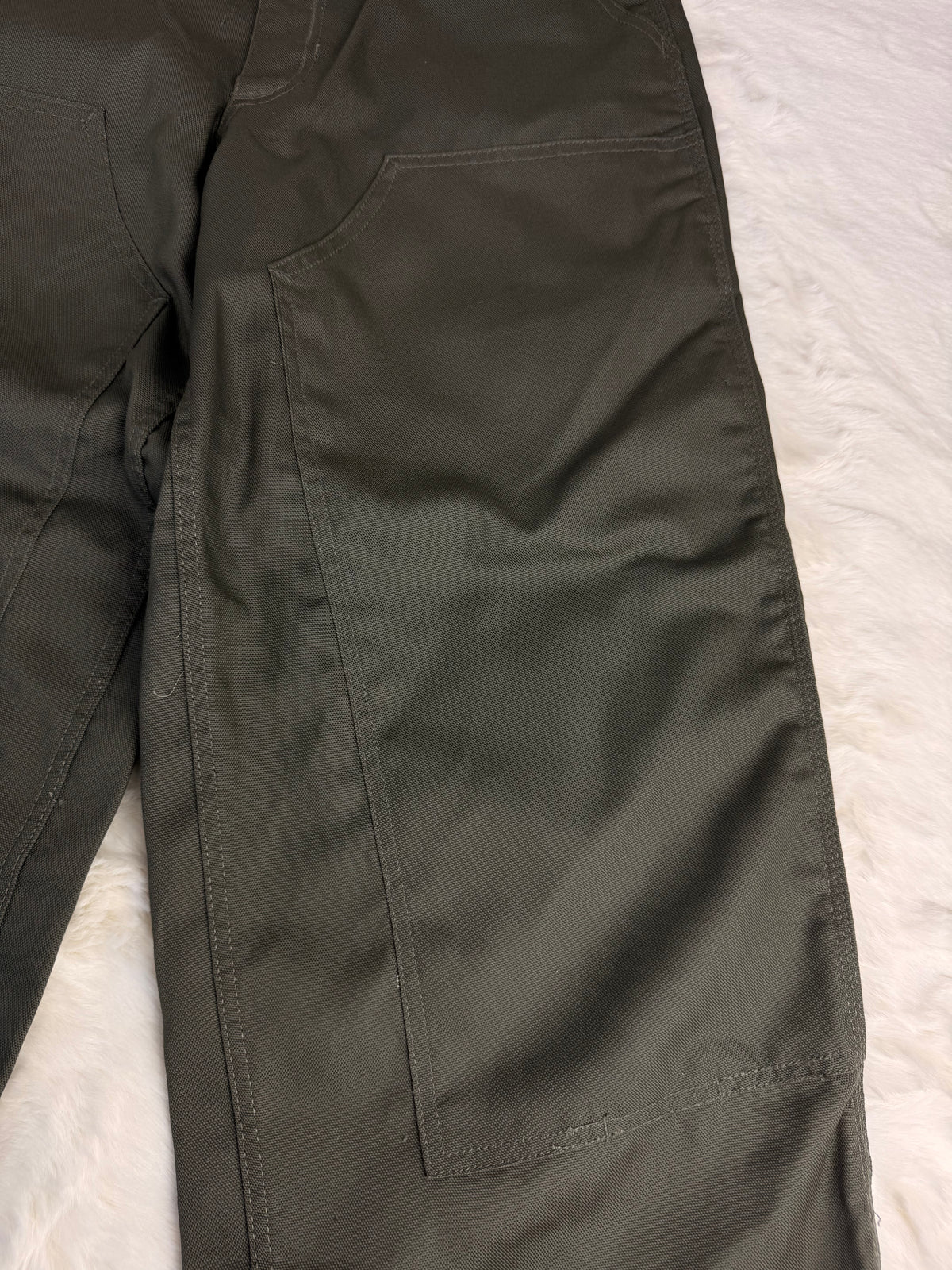 Pantalon Double Knee Baggy épais grande poche, triple couture résistante, couleur vert foncé