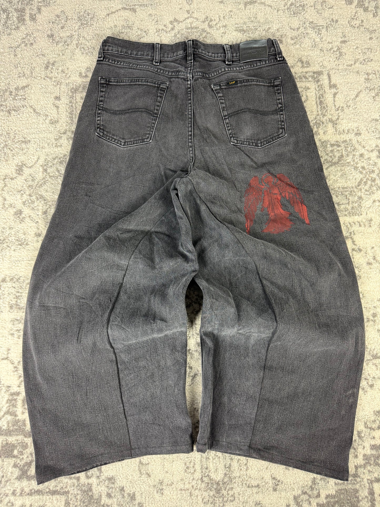 Pantalon baggy en denim upcyclé large style skater streetwear y2k hip-hop 90’s - Pièce unique M n•15