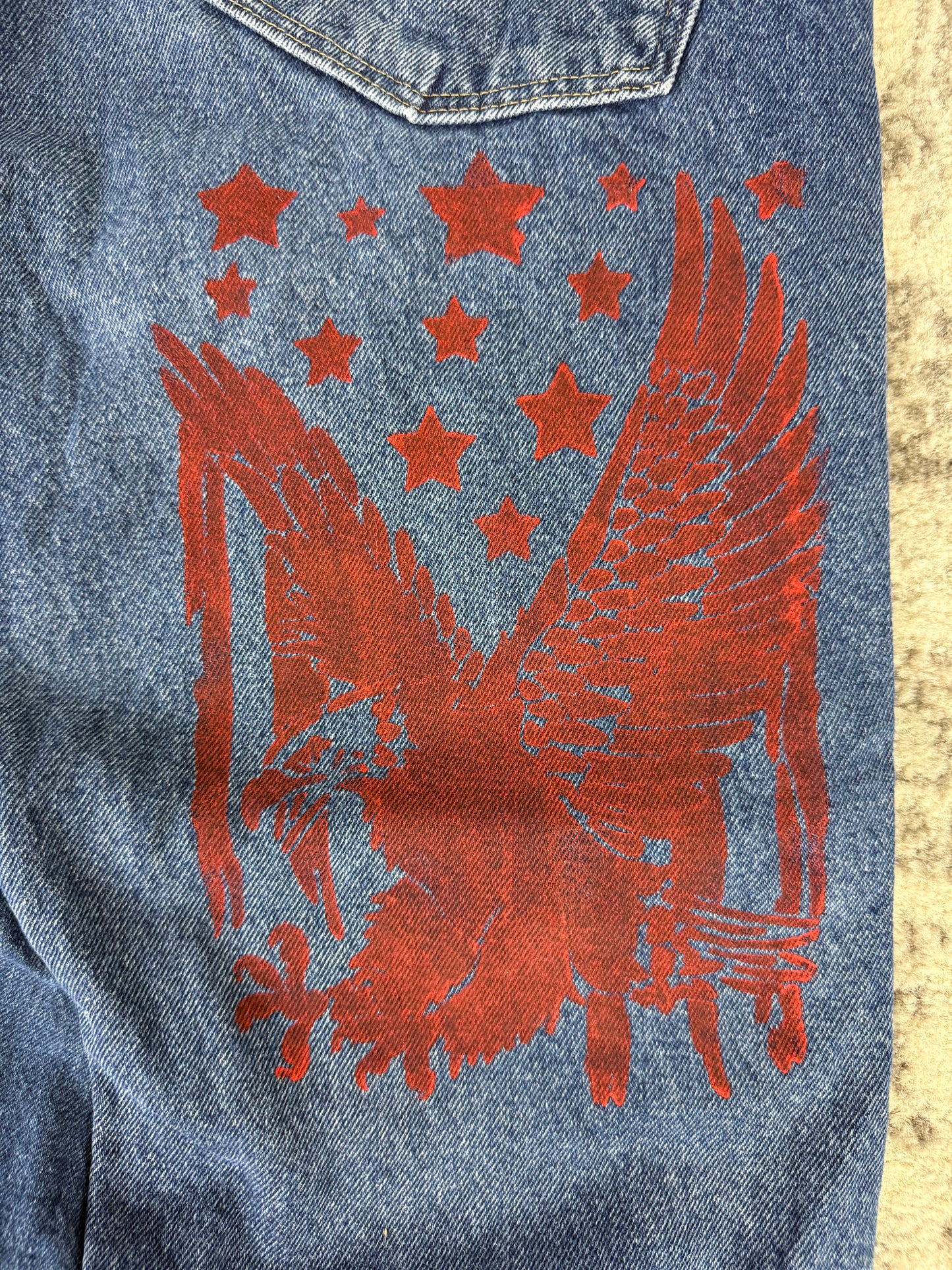 Pantalon baggy en denim upcyclé large style skater streetwear y2k hip-hop 90’s - Pièce unique M n•11